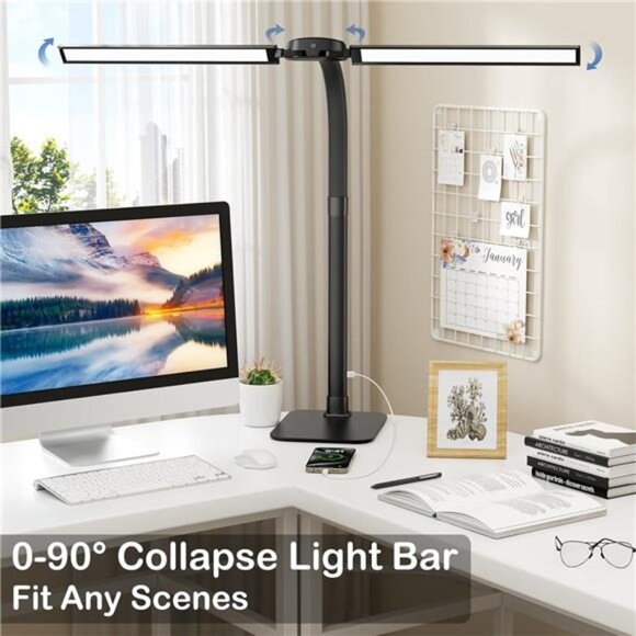 Desk Lamp with USB Charging Port for Home Office 24w Architect Remote Base Dual - Picture 3 of 7